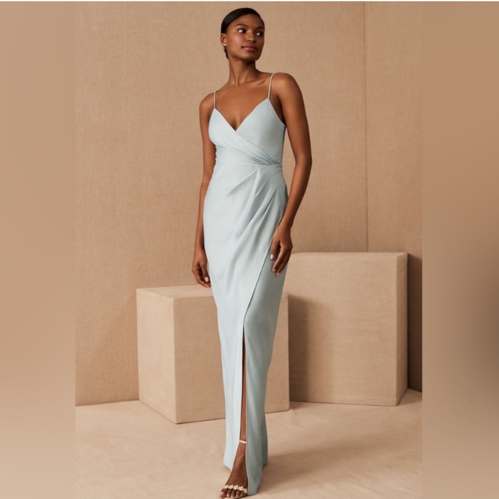 BHLDN Freya Satin Charmeuse dress in light blue